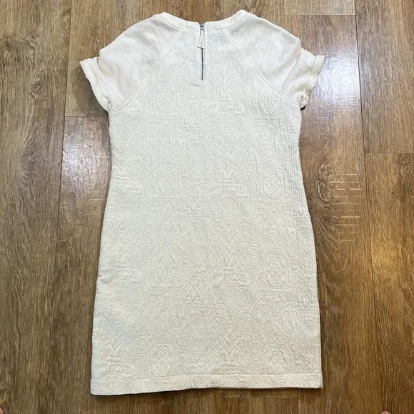 Lou & Grey Cream Textured Shirt Dress Short Sleeve Quilted Women's Small S - Picture 11 of 14